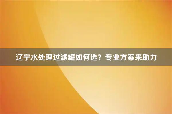 辽宁水处理过滤罐如何选？专业方案来助力